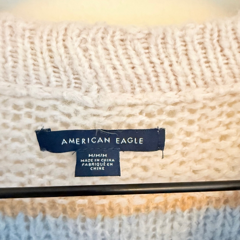 American Eagle Women's Colorful Striped Oversized Sweater Size Medium - Picture 6 of 6